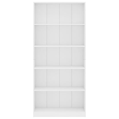 5-Tier Book Cabinet White 80x24x175 cm Chipboard