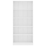 5-Tier Book Cabinet White 80x24x175 cm Chipboard