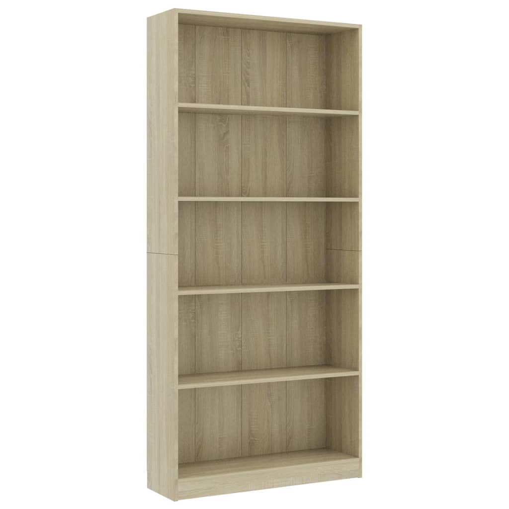 5-Tier Book Cabinet Sonoma Oak 80x24x175 cm Chipboard