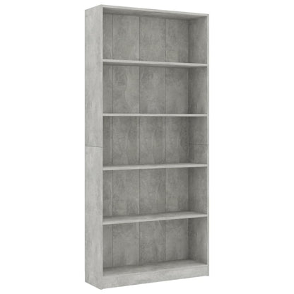 5-Tier Book Cabinet Concrete Grey 80x24x175 cm Chipboard