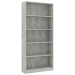 5-Tier Book Cabinet Concrete Grey 80x24x175 cm Chipboard