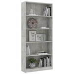 5-Tier Book Cabinet Concrete Grey 80x24x175 cm Chipboard