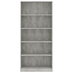 5-Tier Book Cabinet Concrete Grey 80x24x175 cm Chipboard