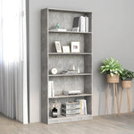 5-Tier Book Cabinet Concrete Grey 80x24x175 cm Chipboard