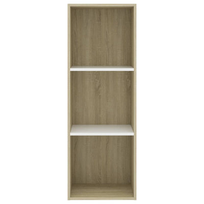 3-Tier Book Cabinet White and Oak Chipboard