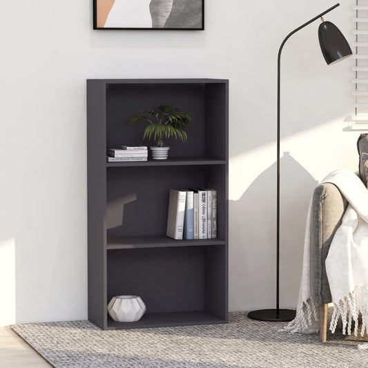 3-Tier Book Cabinet Grey Chipboard