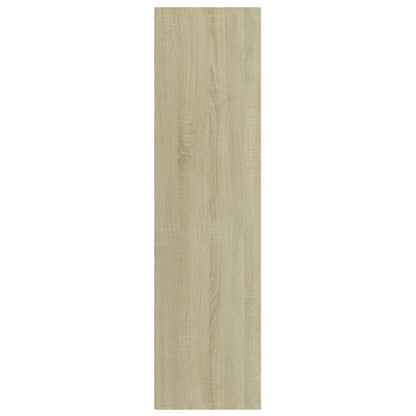 3-Tier Book Cabinet White and Sonoma Oak Chipboard