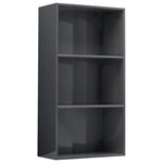 3-Tier Book Cabinet High Gloss Grey  Chipboard