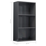 3-Tier Book Cabinet High Gloss Grey  Chipboard