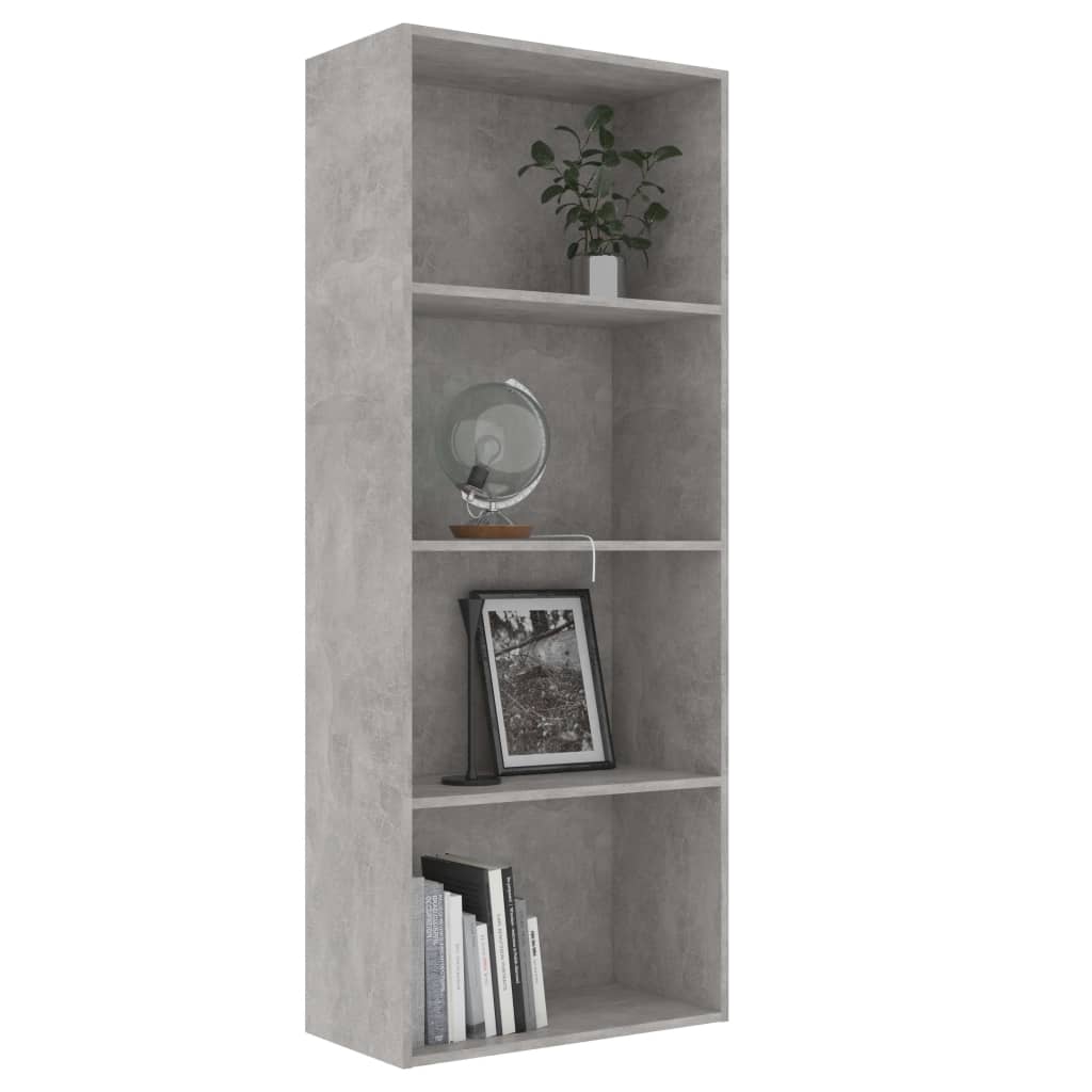 4-Tier Book Cabinet Concrete Grey Chipboard