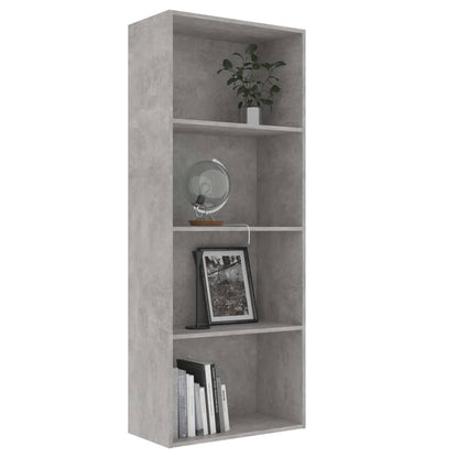 4-Tier Book Cabinet Concrete Grey Chipboard