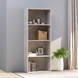 4-Tier Book Cabinet Concrete Grey Chipboard