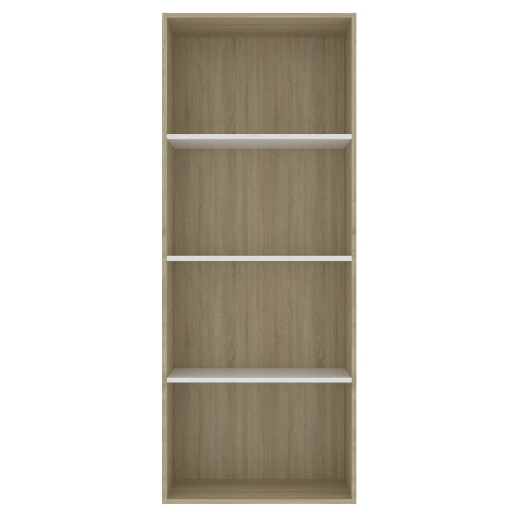 4-Tier Book Cabinet White and Sonoma Oak  Chipboard
