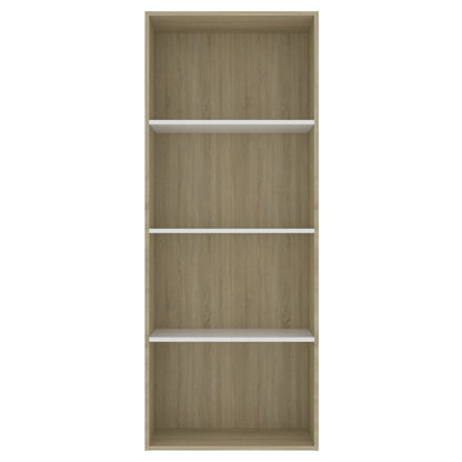 4-Tier Book Cabinet White and Sonoma Oak  Chipboard