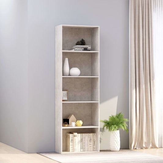 5-Tier Book Cabinet Concrete Grey - Chipboard