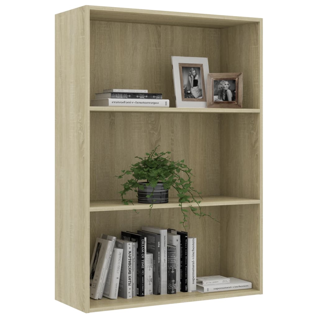 3-Tier Book Cabinet Sonoma Oak 80x30x114 cm Chipboard