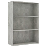 3-Tier Book Cabinet Concrete Grey 80x30x114 cm Chipboard