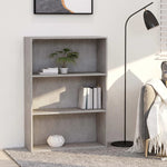 3-Tier Book Cabinet Concrete Grey 80x30x114 cm Chipboard