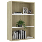 3-Tier Book Cabinet White and Sonoma Oak 80x30x114 cm Chipboard