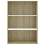 3-Tier Book Cabinet White and Sonoma Oak 80x30x114 cm Chipboard