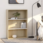 3-Tier Book Cabinet White and Sonoma Oak 80x30x114 cm Chipboard