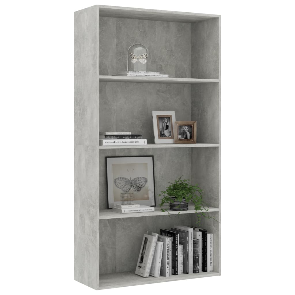 4-Tier Book Cabinet Concrete Grey 80x30x151.5 cm Chipboard