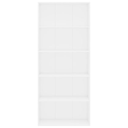 5-Tier Book Cabinet White Chipboard - 80×30×189cm