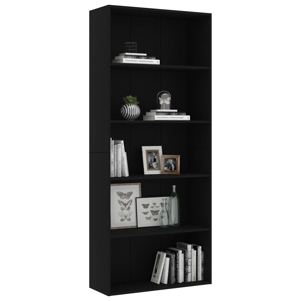 5-Tier Book Cabinet Black  Chipboard