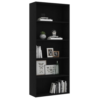 5-Tier Book Cabinet Black  Chipboard
