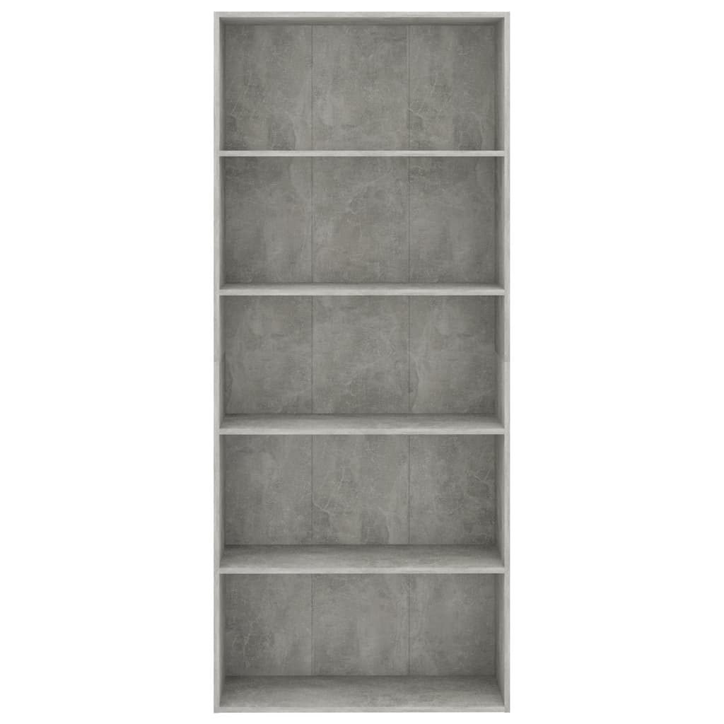 5-Tier Book Cabinet Concrete Grey Chipboard