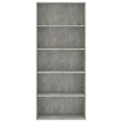 5-Tier Book Cabinet Concrete Grey Chipboard