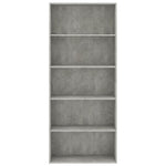 5-Tier Book Cabinet Concrete Grey Chipboard