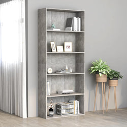 5-Tier Book Cabinet Concrete Grey Chipboard