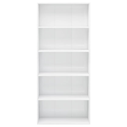 5-Tier Book Cabinet High Gloss White  Chipboard