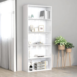 5-Tier Book Cabinet High Gloss White  Chipboard