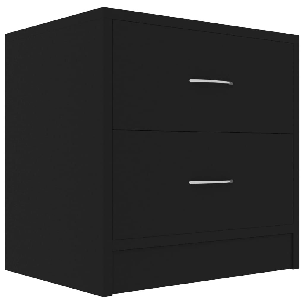 Bedside Cabinets 2 pcs Black - Engineered Wood