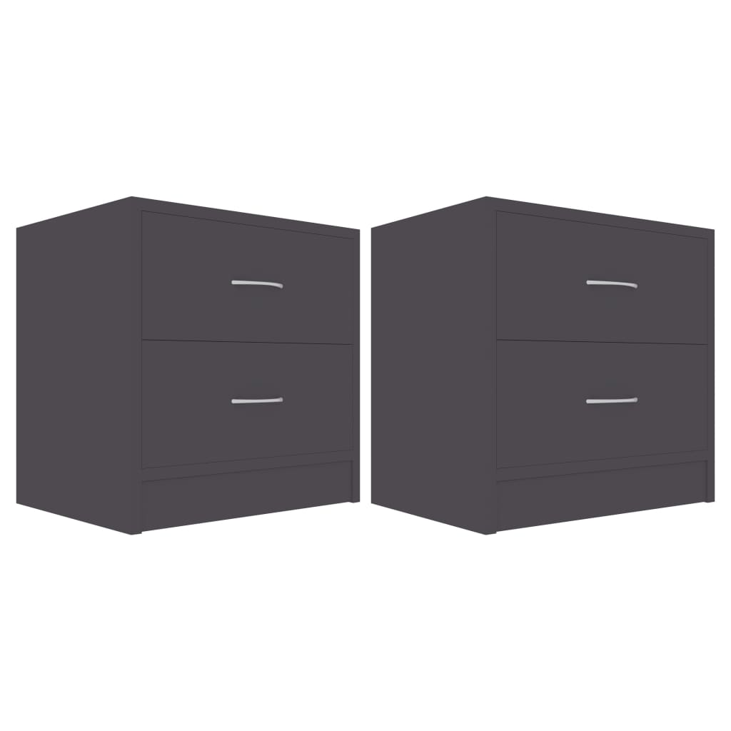 Bedside Cabinets 2 pcs Grey Engineered Wood - 40×30×40cm