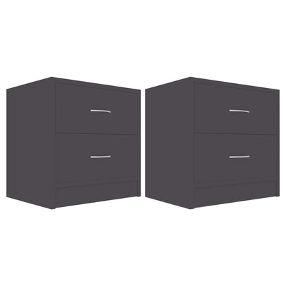 Bedside Cabinets 2 pcs Grey Engineered Wood - 40×30×40cm