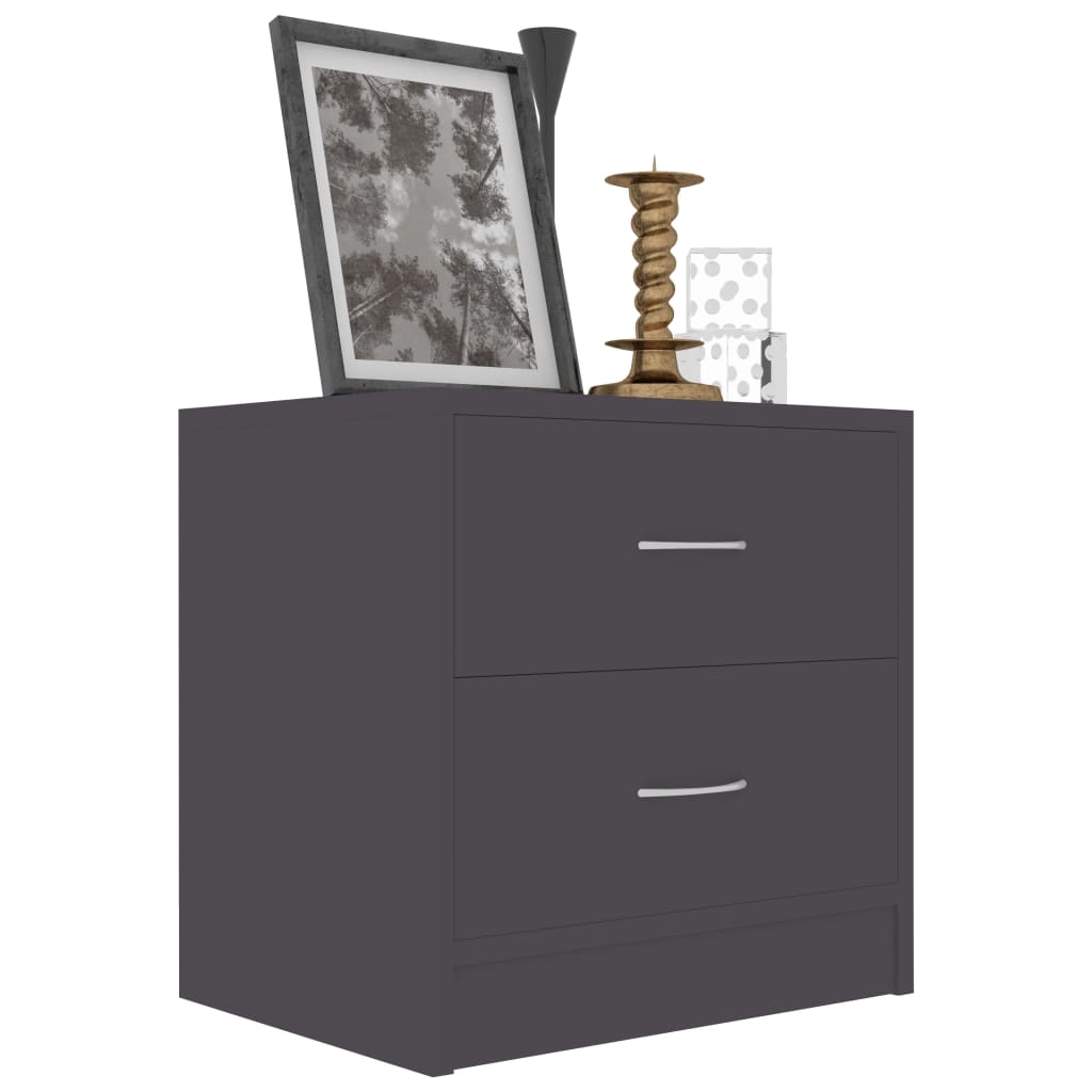 Bedside Cabinets 2 pcs Grey Engineered Wood - 40×30×40cm