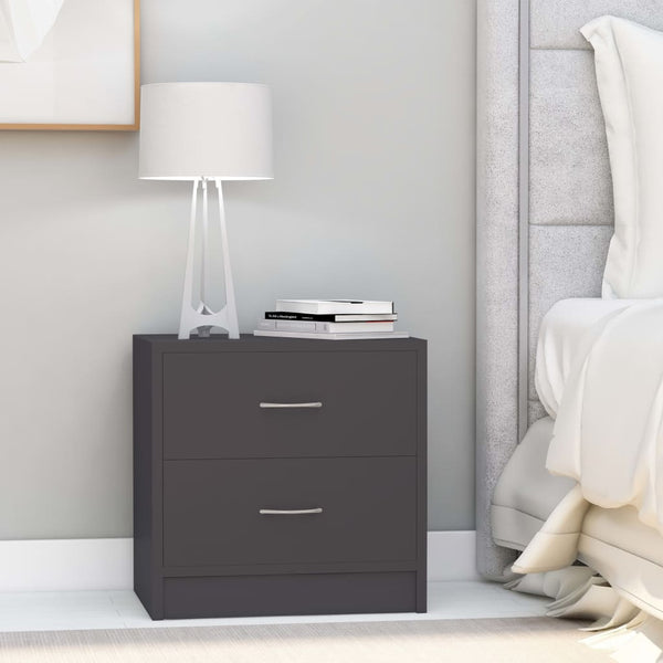  Bedside Cabinets 2 pcs Grey Engineered Wood