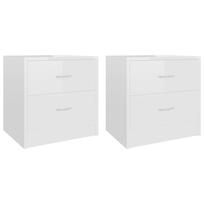 Bedside Cabinets 2 pcs High Gloss White - Engineered Wood