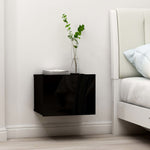 Bedside Cabinet Black Engineered Wood