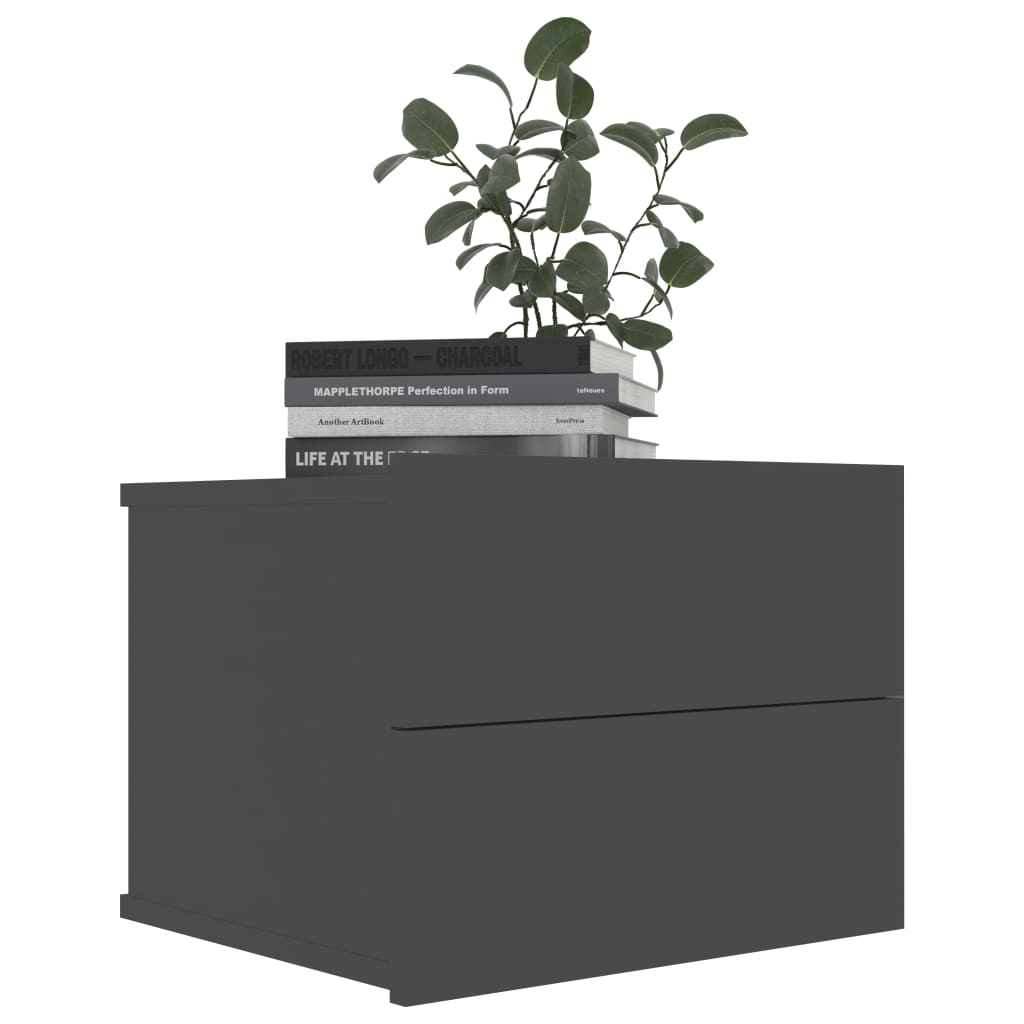 Bedside Cabinet Grey Chipboard