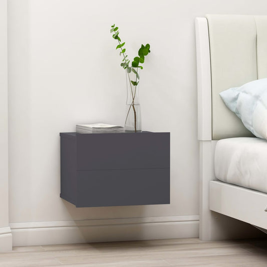 Bedside Cabinet Grey Chipboard