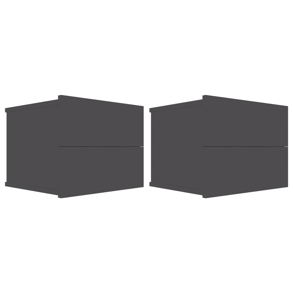 Bedside Cabinets 2 pcs Grey 40x30x30 cm Chipboard