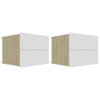 Bedside Cabinets 2 pcs White and Sonoma Oak Chipboard