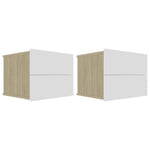 Bedside Cabinets 2 pcs White and Sonoma Oak 40x30x30 cm Chipboard