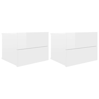 Bedside Cabinets 2 pcs High Gloss White Engineered Wood