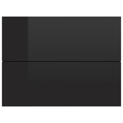 Bedside Cabinet High Gloss Black Chipboard