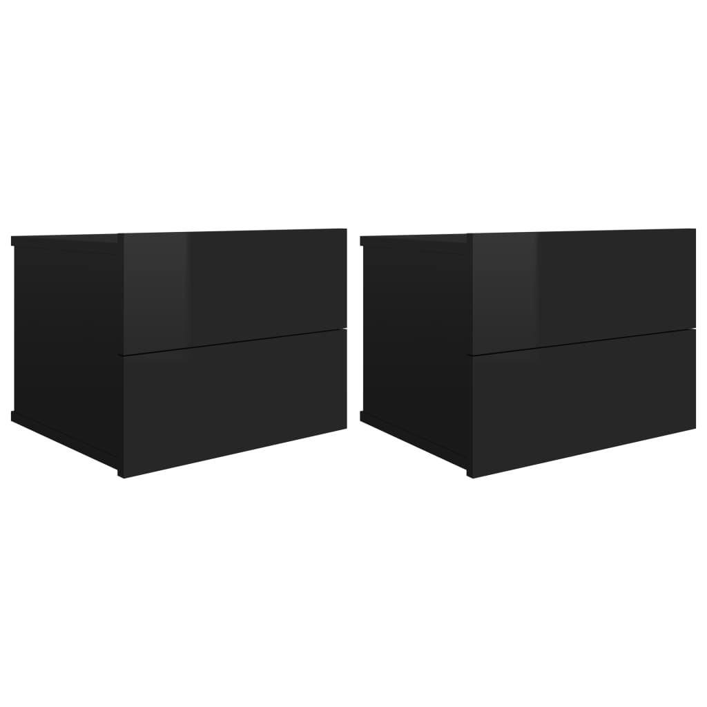 Bedside Cabinets 2 pcs High Gloss Black 40x30x30 cm Chipboard